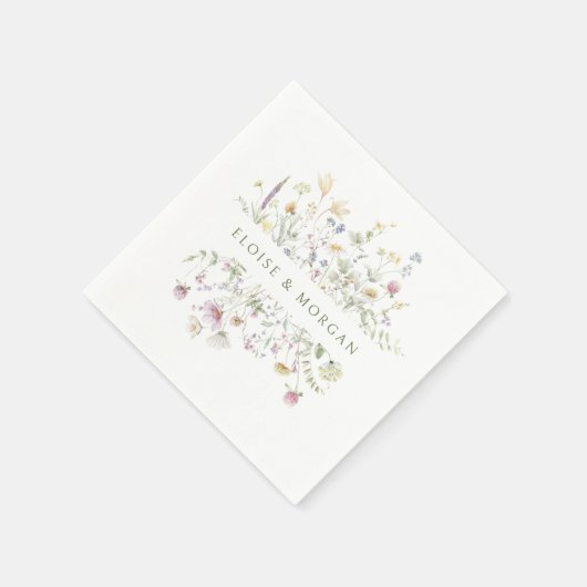 Serviette En Papier Élégant Fleur sauvage Pastel Soft Mariage botaniqu (Coin)