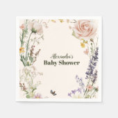 Serviette En Papier Elégant Fleur sauvage rose Baby shower Boho rustiq (Devant)