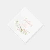 Serviette En Papier Élégant Fleur Sauvage Rose Bohème Rustique Anniver (Coin)