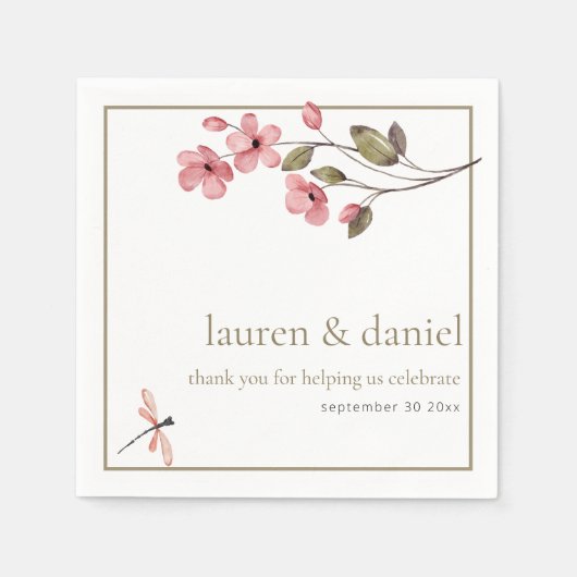 Serviette En Papier Élégant Fleur sauvage rose Dusty (Devant)