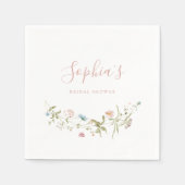 Serviette En Papier Elégant Fleur sauvage rose Rustic Boho Fête des ma (Devant)