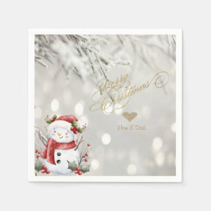 Serviette En Papier Élégant flocon de neige en forme de cœur pailleté 