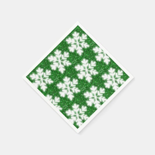 Serviette En Papier Élégant flocon de neige verdoyant à parties scinti (Coin)
