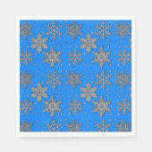 Serviette En Papier Élégant flocons d'argent bleu (Devant)