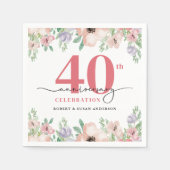 Serviette En Papier Elegant Floral 40th Wedding Anniversary (Devant)