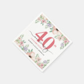 Serviette En Papier Elegant Floral 40th Wedding Anniversary (Coin)