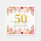 Serviette En Papier Elegant Floral 50th Wedding Anniversary (Devant)
