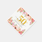 Serviette En Papier Elegant Floral 50th Wedding Anniversary (Coin)