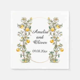 Serviette En Papier Élégant floral avec Mariage citrons