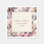 Serviette En Papier Elégant floral Blush moderne Baby shower bébé fill (Devant)