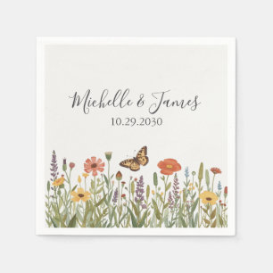 Serviette En Papier Élégant Floral Bohème Fleur de Mariage Champêtre