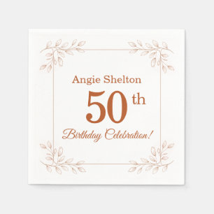 Serviette En Papier Élégant floral botanique pour 50e anniversaire