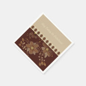 Serviette En Papier Élégant floral Brown (Coin)