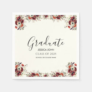 Serviette En Papier Élégant Floral Chic Fête de Diplôme Graduation