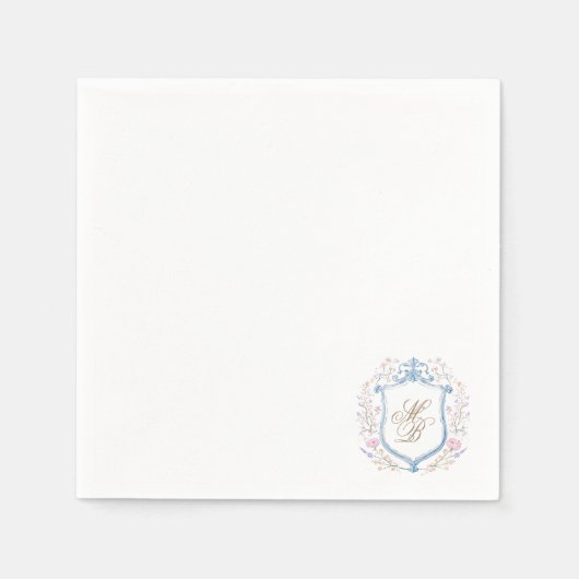 Serviette En Papier Elegant Floral Crest Wedding Paper Napkins (Devant)