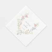 Serviette En Papier Elegant Floral dusty Blue Script Wedding  (Coin)