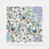 Serviette En Papier Élégant floral et papillons (Devant)