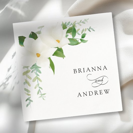 Serviette En Papier Elegant Floral Magnolia Wedding 