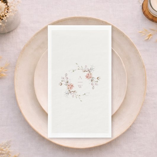 Serviette En Papier Elegant Floral Monogram Wedding Guest Towel