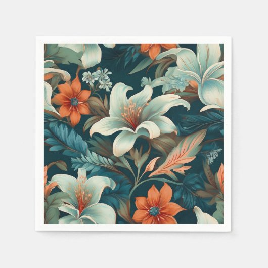 Serviette En Papier Élégant floral Motif de fleurs (Devant)