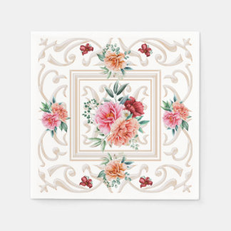 Serviette En Papier Elegant Floral Napkin