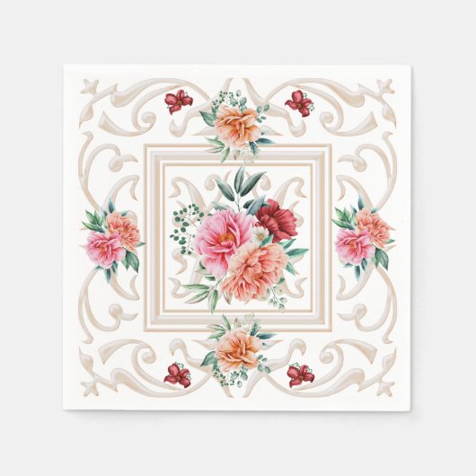 Serviette En Papier Elegant Floral Napkin (Devant)