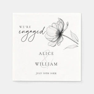 Serviette En Papier Élégant Floral Nous sommes fiancés Fête de fiançai