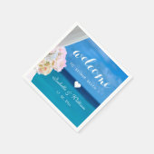 Serviette En Papier Elégant Floral Ocean Beach Mariage Bienvenue (Coin)