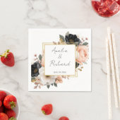 Serviette En Papier Elegant Floral Personalized Wedding Napkins (En situation)