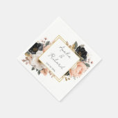 Serviette En Papier Elegant Floral Personalized Wedding Napkins (Coin)