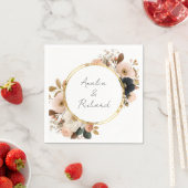 Serviette En Papier Elegant Floral Personalized Wedding Napkins (En situation)