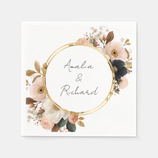 Serviette En Papier Elegant Floral Personalized Wedding Napkins (Devant)