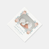 Serviette En Papier Élégant floral photo Baptême (Coin)