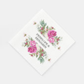 Serviette En Papier Elegant Floral Pink Peony Monogram Wedding (Coin)