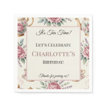 Elégant Floral Rose Tea Party Fille Anniversaire