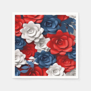 Serviette En Papier Elégant Floral Rouge Blanc Bleu Fleur Jardin Desig