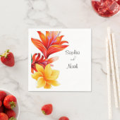 Serviette En Papier Élégant floral tropical (En situation)