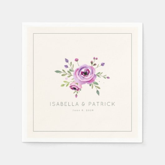 Serviette En Papier Elegant Floral Wedding Announcement (Devant)