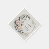 Serviette En Papier Elegant Floral Wedding Custom Names & Date Gold (Coin)