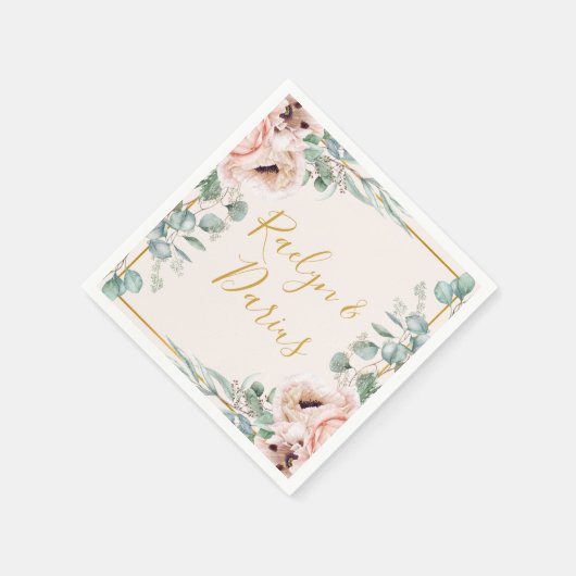 Serviette En Papier Élégant flou | Napkins Mariage Pastel (Coin)