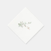 Serviette En Papier Elégant Foliage & Coton Monogram Mariage Cocktail (Coin)