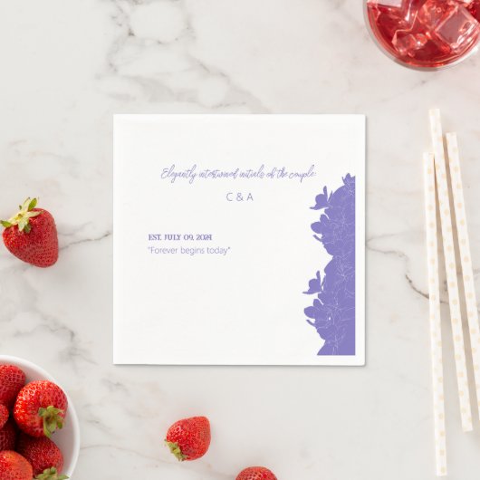 Serviette En Papier Elegant Forever commence aujourd'hui fleurs violet (En situation)