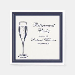 Serviette En Papier Élégant Formal Dark Bleu White Retraite
