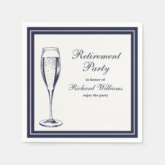 Serviette En Papier Élégant Formal Dark Bleu White Retraite (Devant)