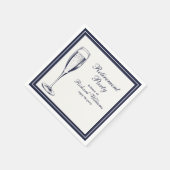Serviette En Papier Élégant Formal Dark Bleu White Retraite (Coin)