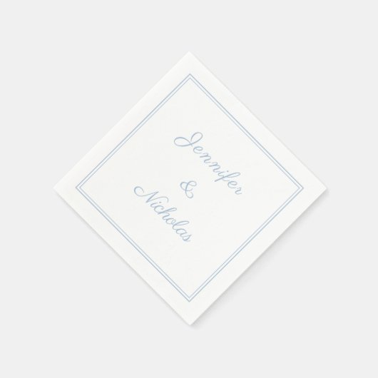 Serviette En Papier Elegant Formal Powder Blue Script Wedding (Coin)