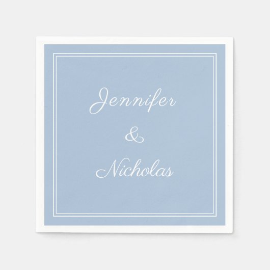 Serviette En Papier Elegant Formal Powder Blue Script Wedding (Devant)