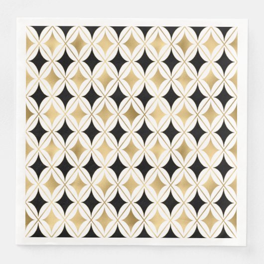 Serviette En Papier Élégant Français Black Gold Classic Glam (Devant)