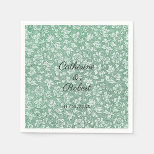 Serviette En Papier Élégant Français Vintage Sage Green Floral Noms