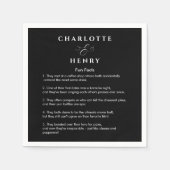 Serviette En Papier Élégant Fun Facts Mariage noir & blanc (Devant)